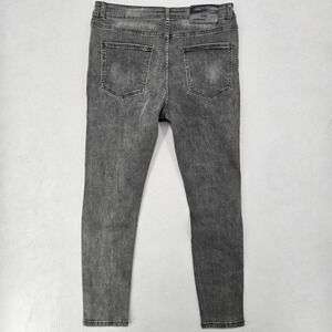 GJ Denim Collection Mens 36 Slim Fit Jeans Grey Acid Wash Biker Moto Seam Detail